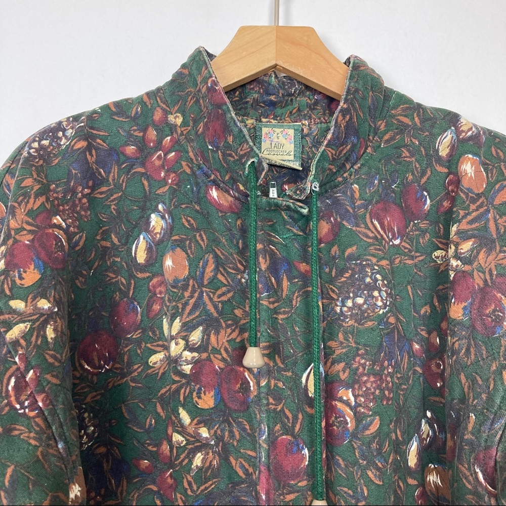 Vintage Green Floral Zip Front Coat - Picture 4 of 11